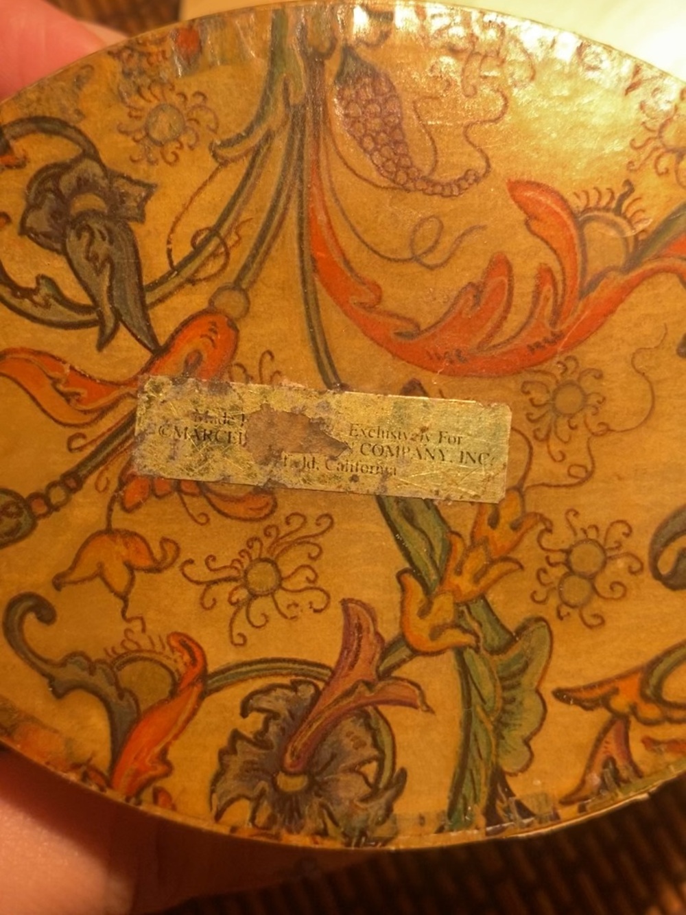 Vintage Decorative Trinket Box in Golden Yellow Floral Design